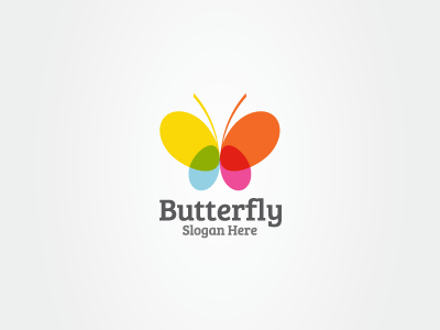 Butterfly Logo blue brand butterfly gray logo orange yellow