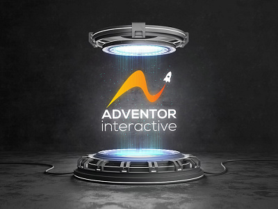 Adventor Interactive Logo Designing Concept with Mockup blue brand identity branding branding concept creative digitial marketing digitial marketing logo logodesign mockup space takeoff