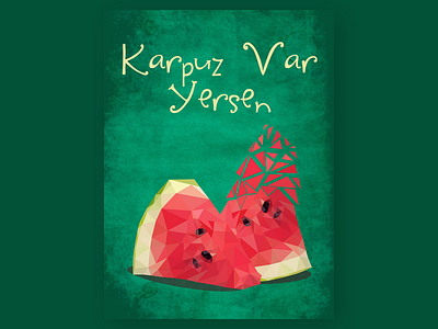 Watermelon art eat green illustration karpuz lowpoly melon polygon poster red vector watermelon