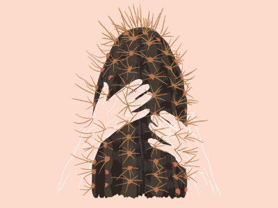 Hurt cactus hands hold hug hurt illustration love myself pain