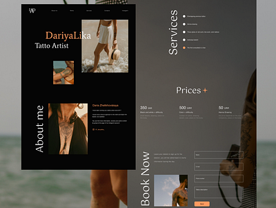 Landing PAge for Tattoo Artist design icon logo minimal ui ux web website