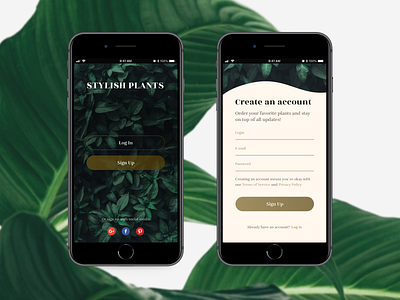 Sign up page for the application / #dailyui #001 app design plants plants app registration sign up ui signup ui web