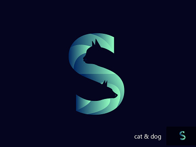 cat and dog mark logo