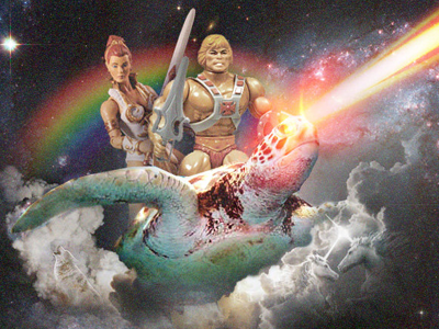Laser Turtle he man lasers outerspace rainbows she ra turtles unicorns wolves