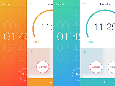 Timer+ Color Schemes button flat gradient interface ios ios 7 iphone mobile progress selector ui