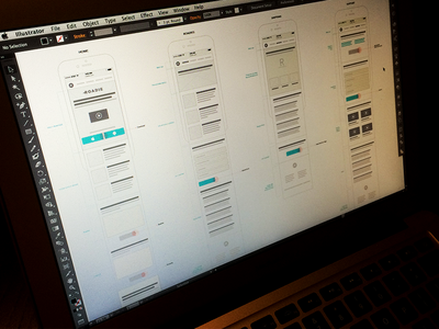 Late night wire'n flow ia illustrator mobile responsive ui ux wireframes