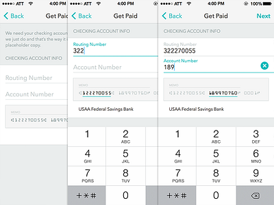 Smart Bank Account Input app form input interaction interface ios iphone ui ux