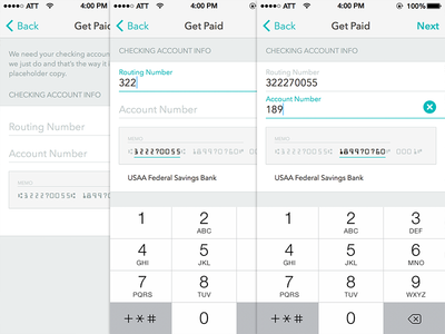 Smart Bank Account Input app form input interaction interface ios iphone ui ux