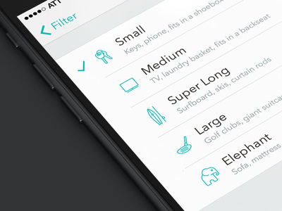 Size Icons icon interface ios iphone list mobile select ux
