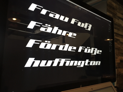 Frau Fuß Fähre Förde glyphs ligatures type design typography