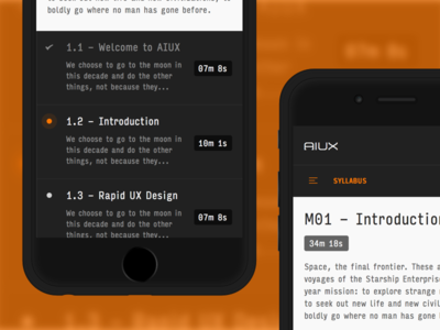 AIUX - Mobile Module aiux icon illustrator interface navigation progress sidebar sketch typography ui ux video