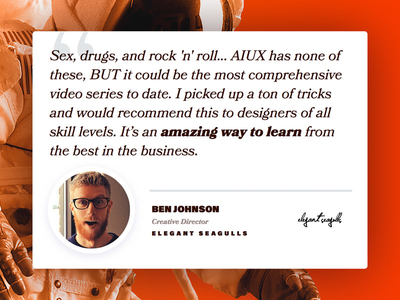 Ben ❤️'s AIUX acumin adobe aiux animation astronaut bookmania course illustrator landing quote responsive testimonial