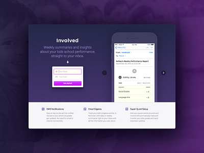 Involved education email form landing ui