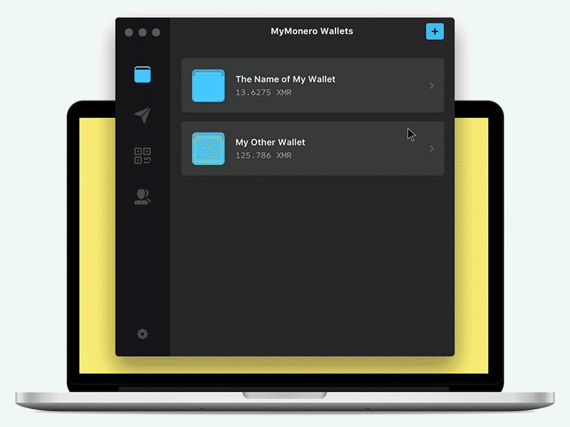 MyMonero UI Animation accordion animation desktop desktop app interaction mac mac os sidebar ui