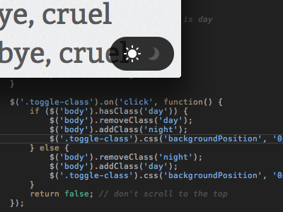 Toggle Day/Night blog code experiment icons javascript