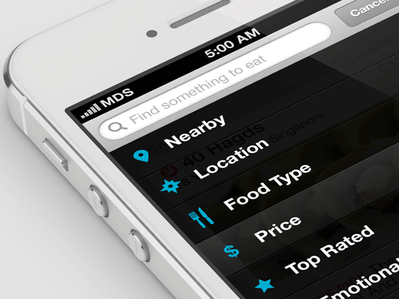 Find something to eat icons input ios iphone mobile search ui