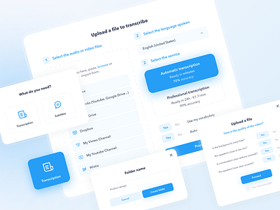 UI Elements: Happyscribe clean dashboard design system dialog dialog box form minimal modal modals pop ups popups ui uiux ux сomponents