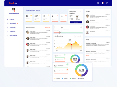 [Education, Dashboard, App] Online app for teachers and tutors. app design figma prototype ui ux