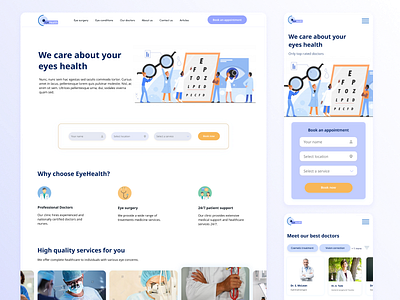 [Healthcare / Responsive web design] UI/UX Design for eye clinic eyecare figma healthcare mockup prototype responsive design ui ux website design wireframe