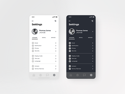 Settings Page app bnw daily 100 challenge daily ui daily ui 007 dailyui dailyui007 dailyuichallenge design minimal setting settings settings page ui
