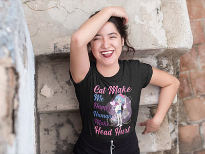 Cat Make Me Happy Human Make Head Hurt T-Shirt | Cat T-Shirt cat art cat tshirt human cat watercolor cat tshirt