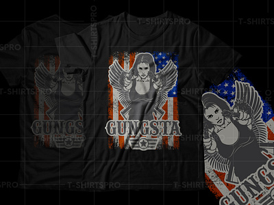 Gungsta Usa Flag T-Shirt Design