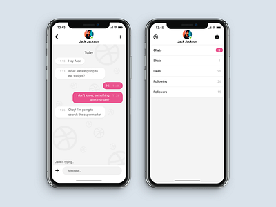 Dribbble Direct Message Concept app apple chat clean concept design direct dribbble ios message messages pink ui ux white