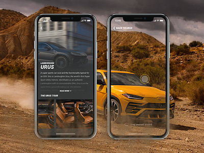Lamborghini App Concept 360 app car cars concept design fan ios iphone x lamborghini offroad suv ui urus ux