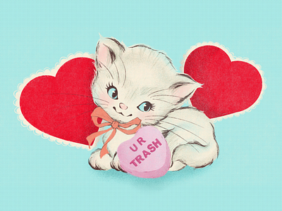 U R Trash cat design drawing food heart illo illustration procreate valentines valentinesday