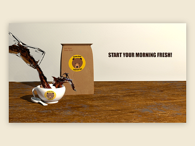 Brown Bear Espresso House - 3D Ad Banner 3d branding design illustration logo product design ux vector