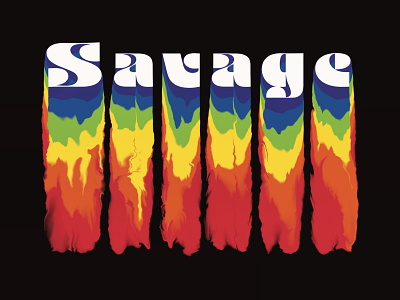 Savage gradient illustration melting procreate rainbow text typogaphy