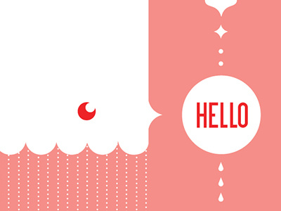 Hello, Dribbble drops firstdribbbleshot firstshot fun greetings hello minimal peach pink red sparkle star