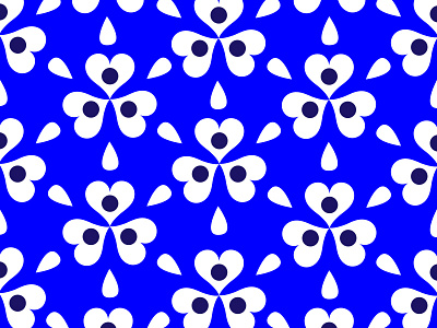 3 of Hearts abstract blue bold dots floral hearts love navy pattern triangle white