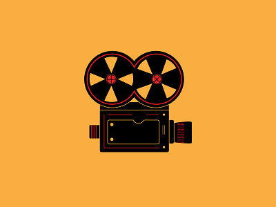 Movie Camera black camera digital art illustration line art red vector art yellow