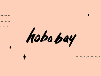 Hobo Bay brand identity design hand drawn hand lettering hobo bay lettering logo logo design peach peach and black typography vector art