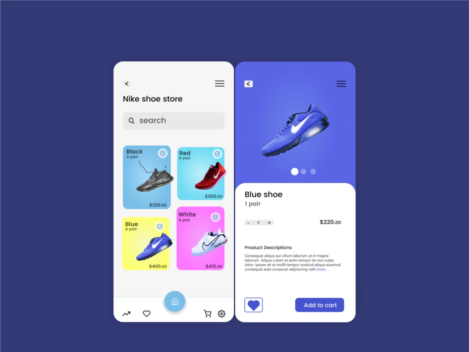 Shoe ordering app by Julius on Dribbble