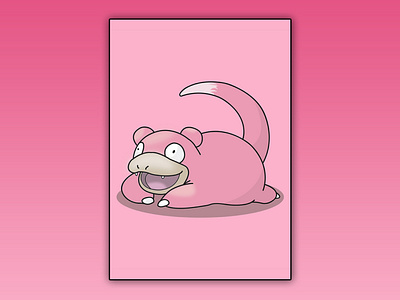 Slowpoke Vector Art art clean cute design flat graphic design icon illustration pen tool pink pokemon vector