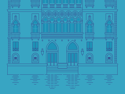 Venice architecture blue illustration line ornate ripple venetian venice water window