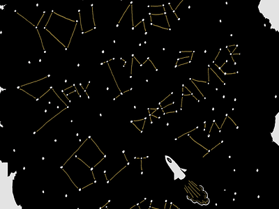 New Years Card Illustration dreamer rocket stars
