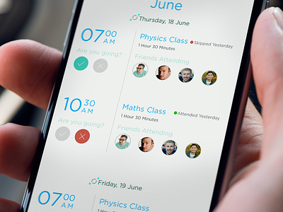 Schedule page educational mobile app