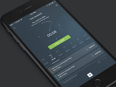 Concept for a time management App data details hours ios iphone stat summary timesheet ui ux