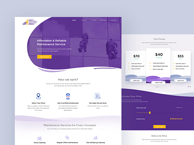 Landing page for a facility maintenance agency