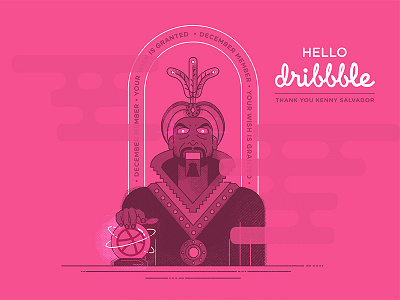 Zoltar – Hello Dribbble badge debut first shot illustration nostalgia pink vector zoltar