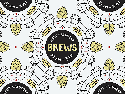 First Saturday Brews beer brew hops logo pattern saturday