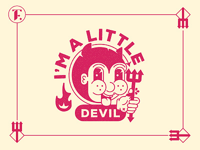 I'm a Little Devil chibi devil fire flame illustration little pin red