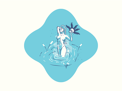 💀Femme Fatale 3/3 2020 badge blue illustration jacksonville mythology nymph series sirens skull vector water woman