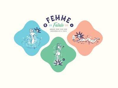 💀 Femme Fatale Series 2020 badge blue design fatale femme green illustration jacksonville logo mythology nymphs red series sirens vector woman