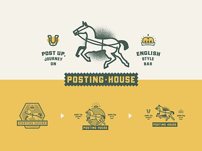 🐎 Unused: Posting House 2019 badge bar beer branding design english green horse house illustration jacksonville journey logo post posting unused up vector yellow