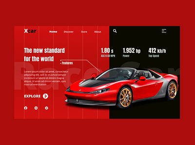 Super car website cars design fast figma design landing page modern power red speed template ui webdesign website