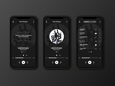 Simple Music Player UI App app design flat gimp illustrator inkscape minimal ui ux vector